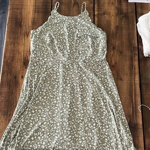 Green Floral Spaghetti Strap Summer Dress